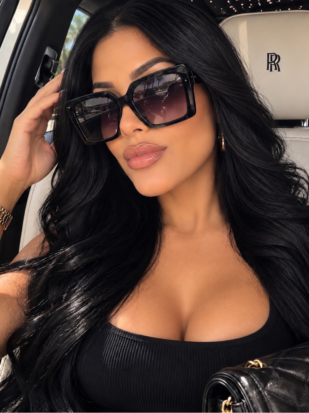 Designer-Inspired Black Square Sunglasses